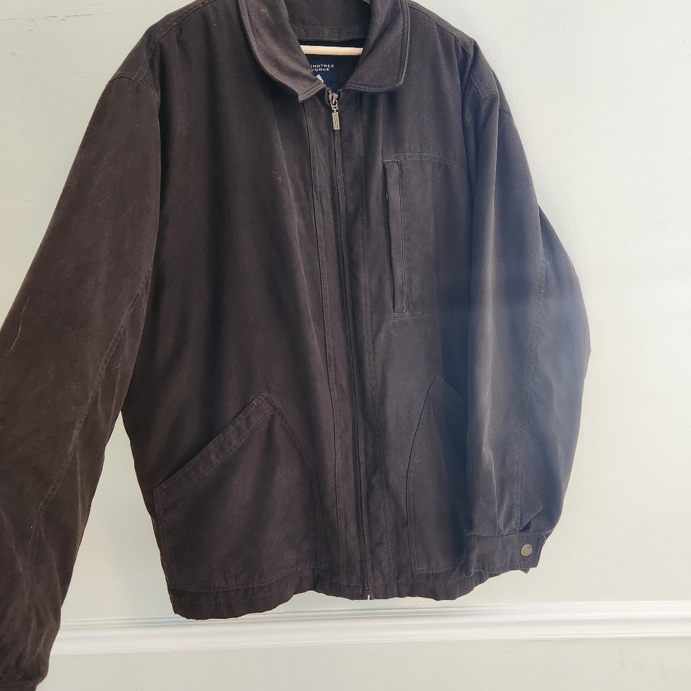 Barn Jacket with Leather Collar Flannel Wool Quilted Lining, Roundtree & Yorke - Picture 5 of 12
